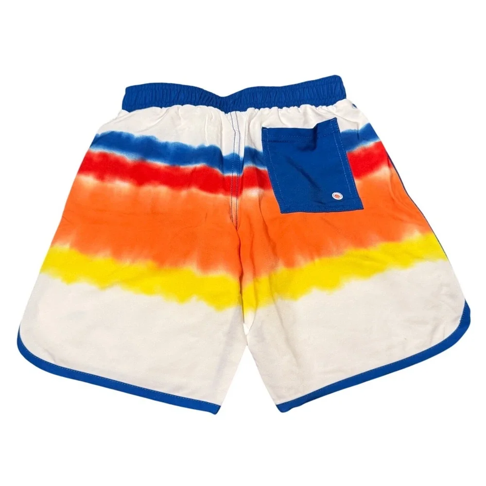 Tommy Bahama Boys Rainbow Tie‎ Dye Stripe Swim Trunks White Blue Size 5/6